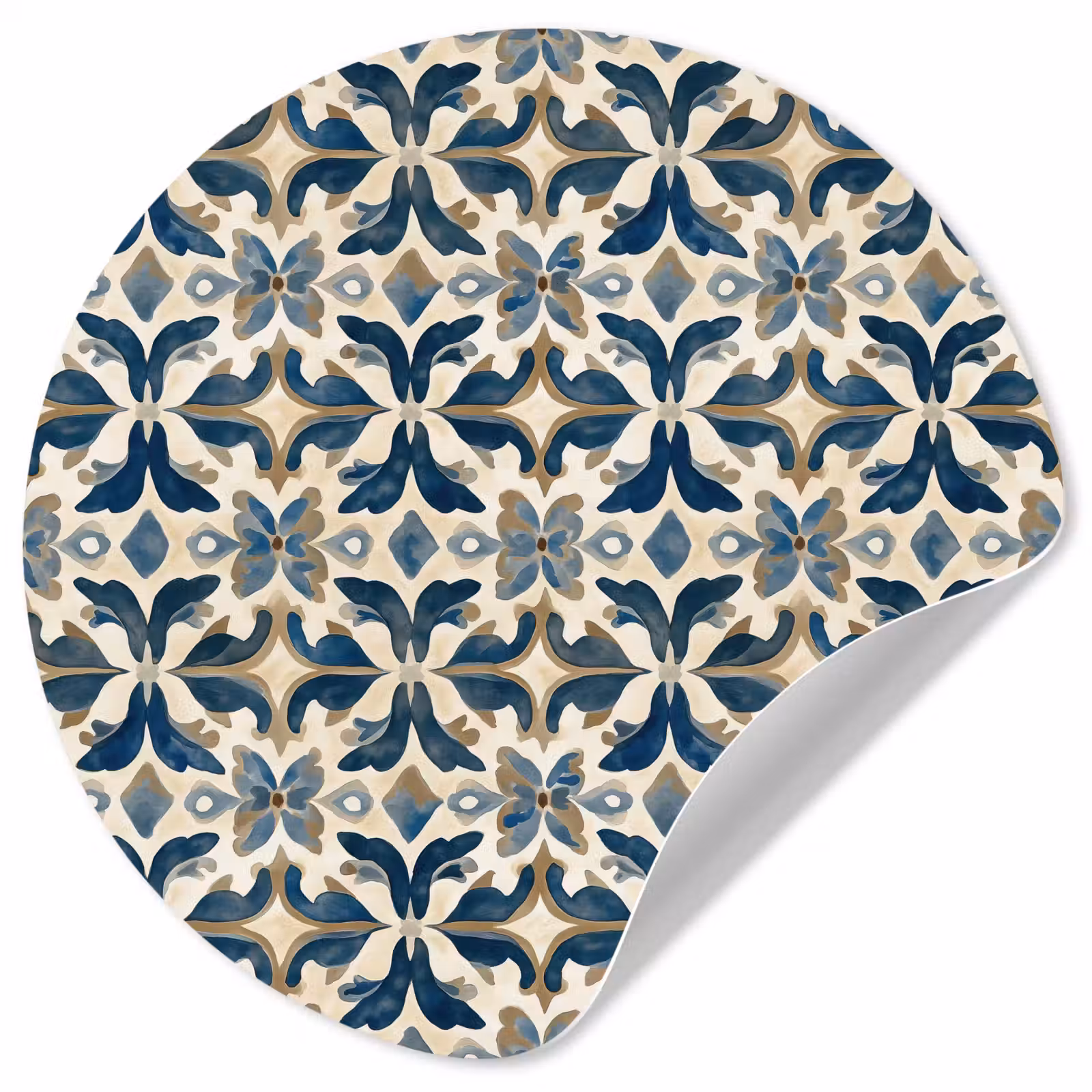Behangcirkel - Tegel - Patroon - Blauw - Beige — 1