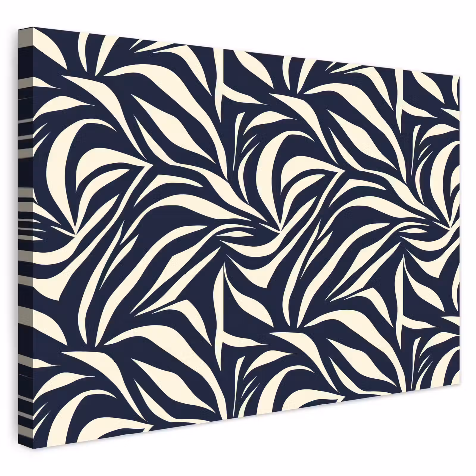 Buiten canvas - Bladvormen - Blauw - Patroon - Wit — 1