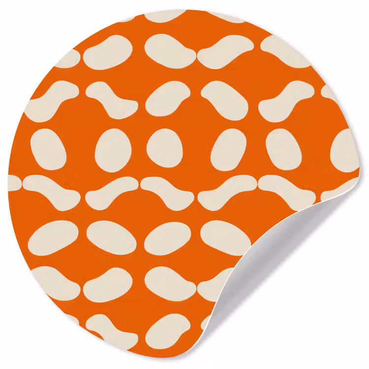 Behangcirkel - Oranje - Organische vormen - Wit — 1