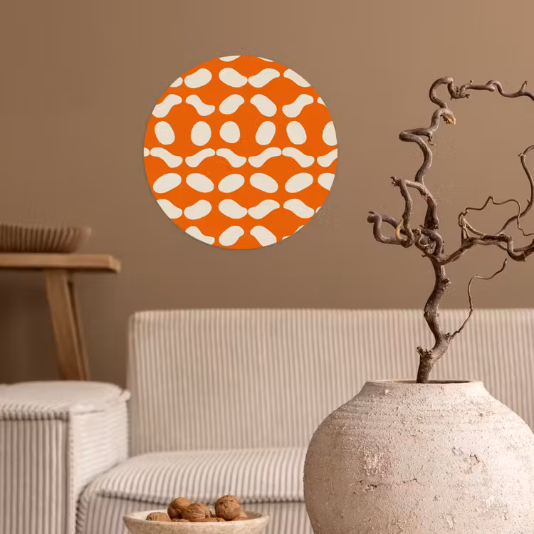 Behangcirkel - Oranje - Organische vormen - Wit — 2