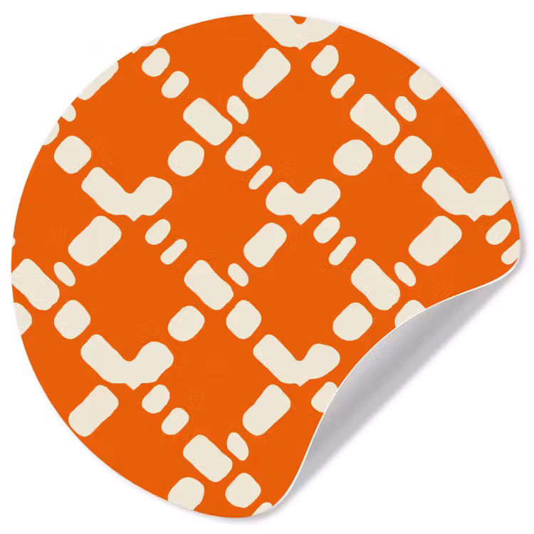Behangcirkel - Oranje - Ruitpatroon - Wit — 1