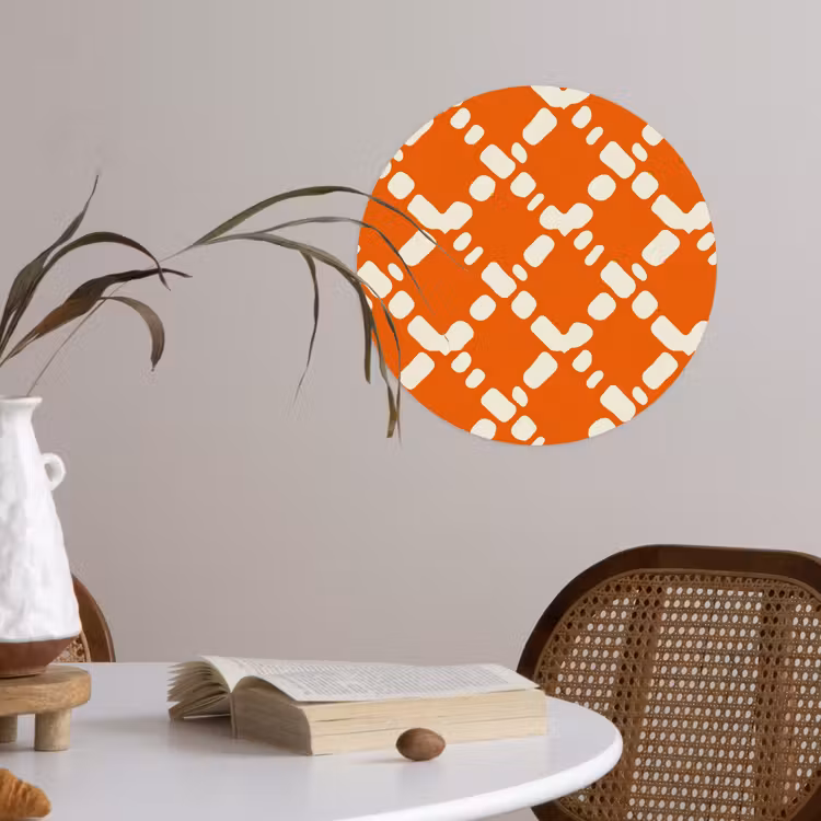 Behangcirkel - Oranje - Ruitpatroon - Wit — 4