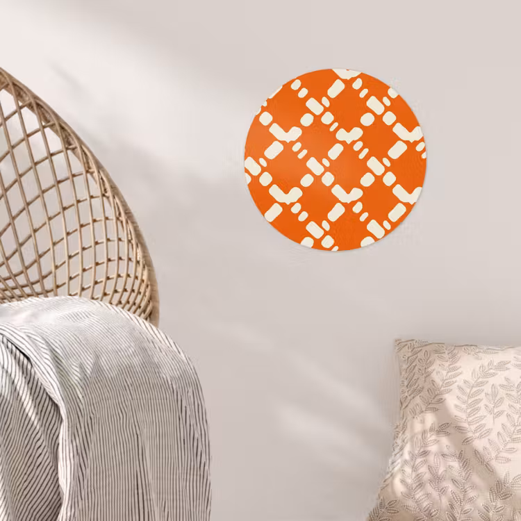 Behangcirkel - Oranje - Ruitpatroon - Wit — 5