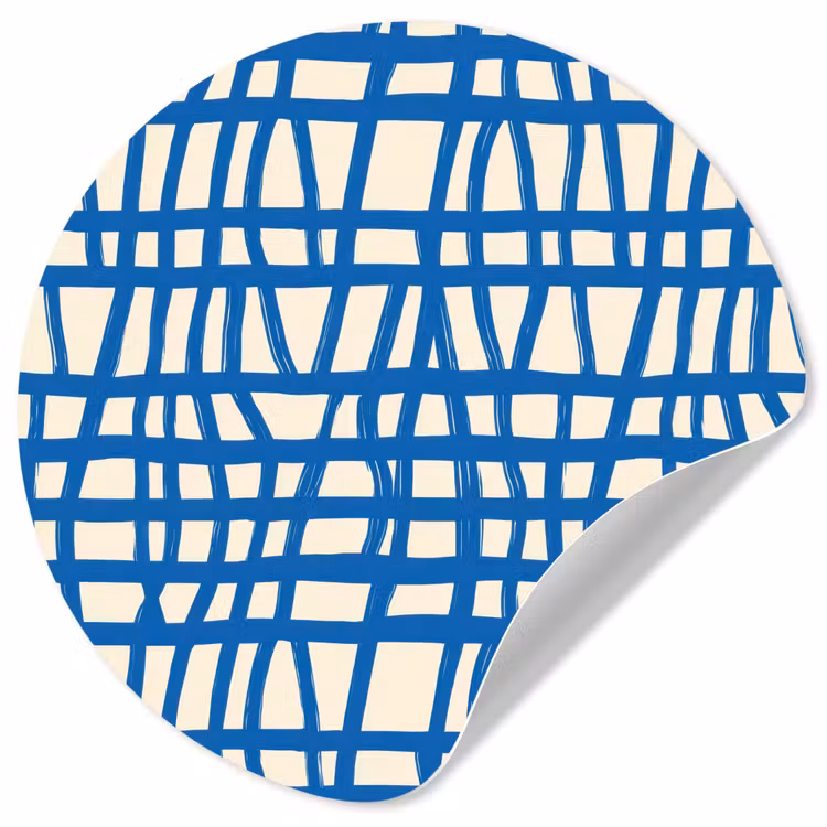Behangcirkel - Ruitpatroon - Blauw - Crème — 1