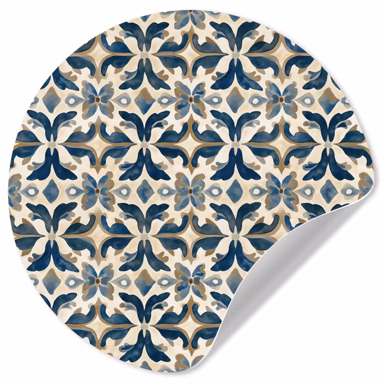 Behangcirkel - Tegel - Patroon - Blauw - Beige — 1
