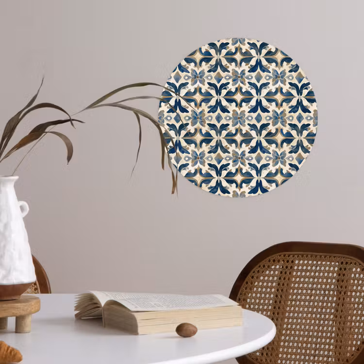 Behangcirkel - Tegel - Patroon - Blauw - Beige — 4