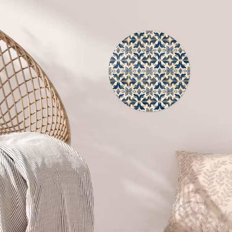 Behangcirkel - Tegel - Patroon - Blauw - Beige — 5