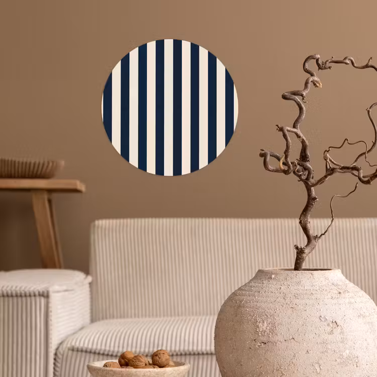 Behangcirkel - Verticale strepen - Blauw - Crème — 2