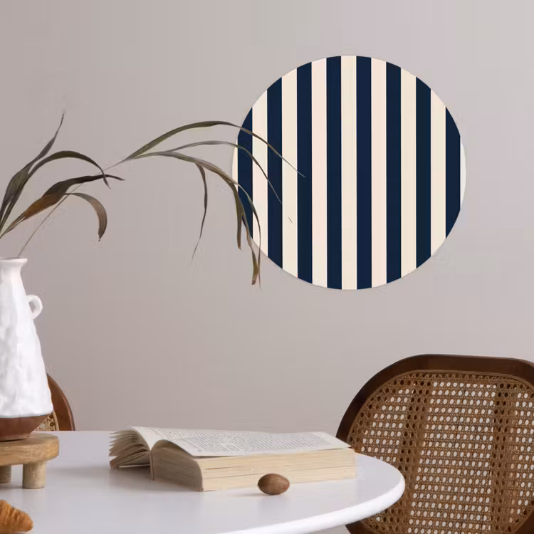 Behangcirkel - Verticale strepen - Blauw - Crème — 4