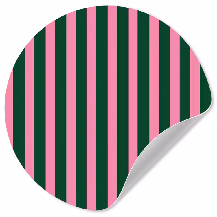 Behangcirkel - Verticale strepen - Groen - Roze — 1