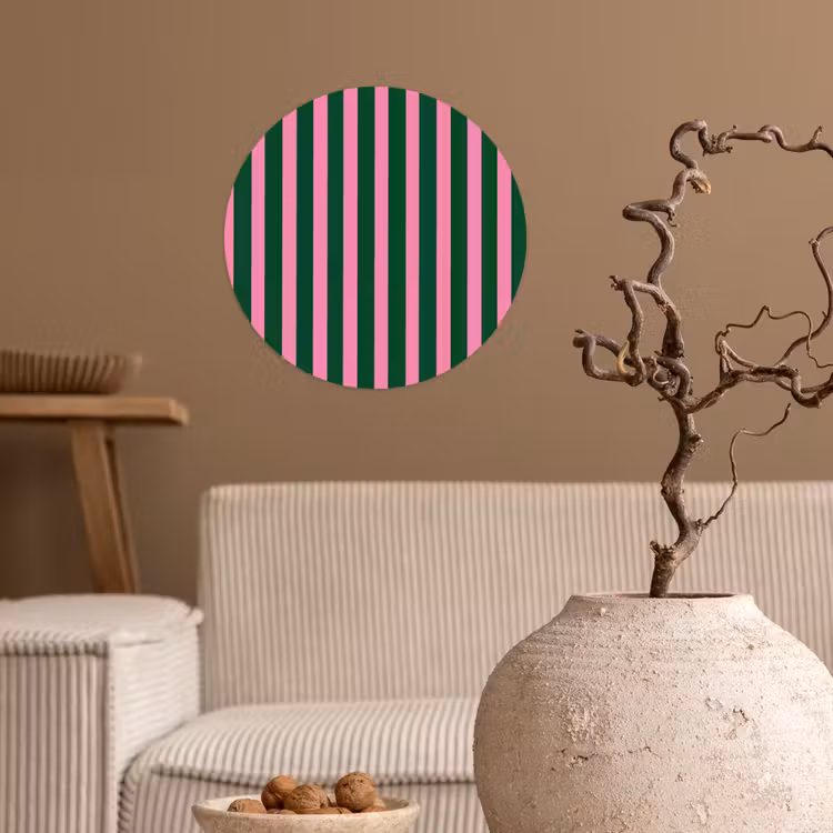 Behangcirkel - Verticale strepen - Groen - Roze — 2