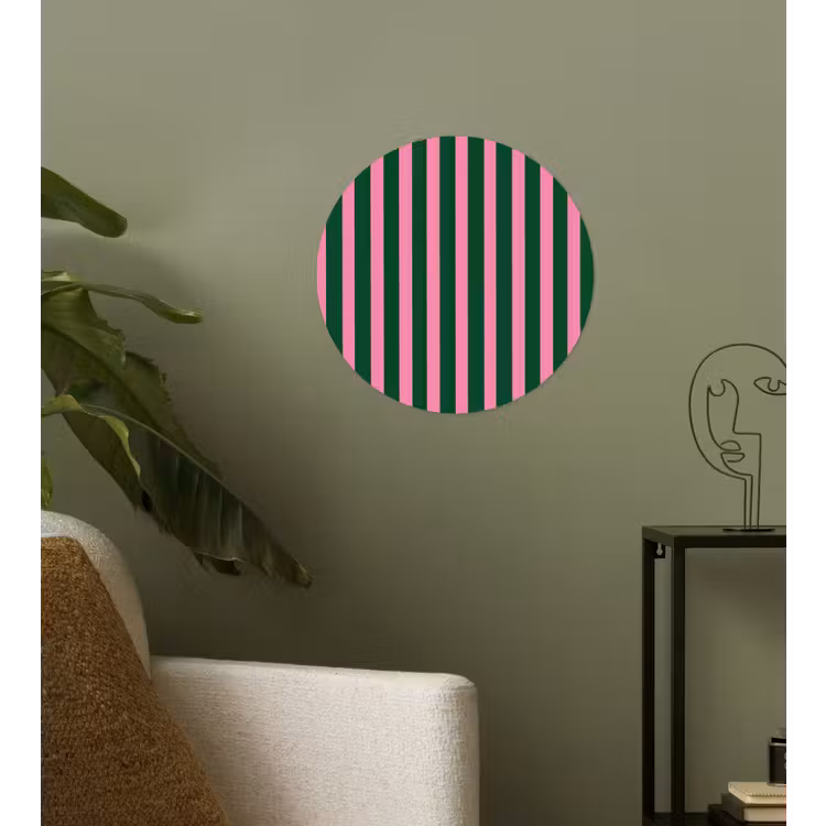 Behangcirkel - Verticale strepen - Groen - Roze — 3