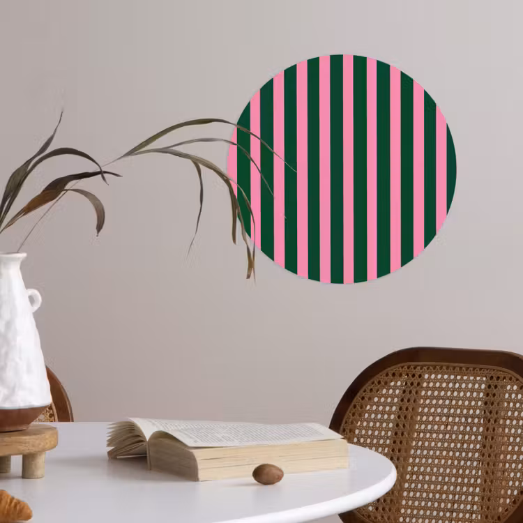 Behangcirkel - Verticale strepen - Groen - Roze — 4