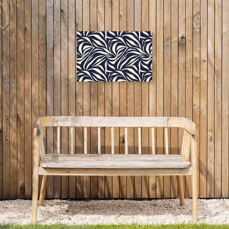 Buiten canvas - Bladvormen - Blauw - Patroon - Wit — 3