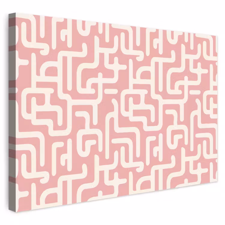Buiten canvas - Doolhofpatroon - Roze - Wit - Abstract — 1