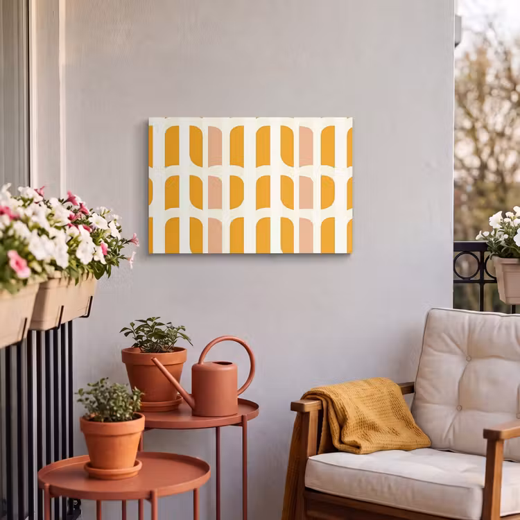 Buiten canvas - Geometrisch - Patroon - Geel - Roze — 4