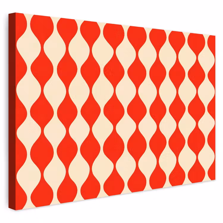 Buiten canvas - Golvend patroon - Retro - Rood - Beige — 1
