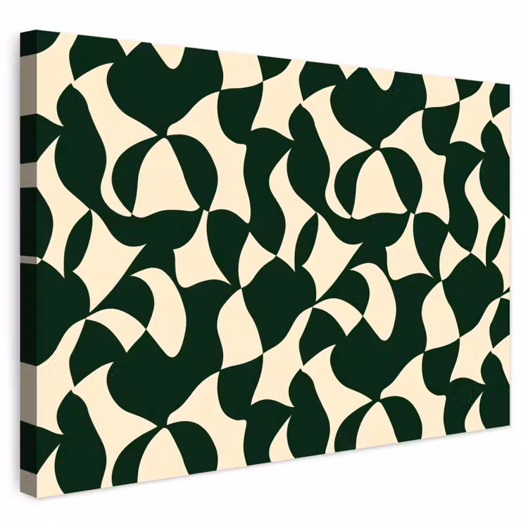 Buiten canvas - Groen - Organische vlakken - Crème — 1