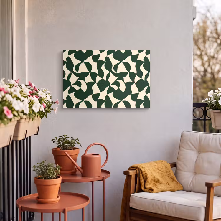 Buiten canvas - Groen - Organische vlakken - Crème — 3