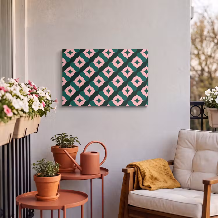 Buiten canvas - Groen - Roze - Retro - Sterren — 4