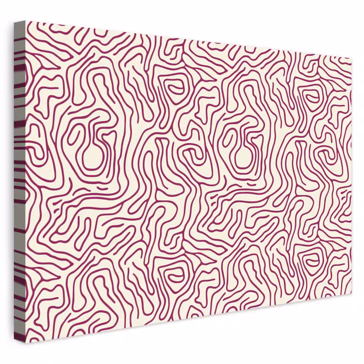Buiten canvas - Kronkelende lijn - Magenta - Crème — 1