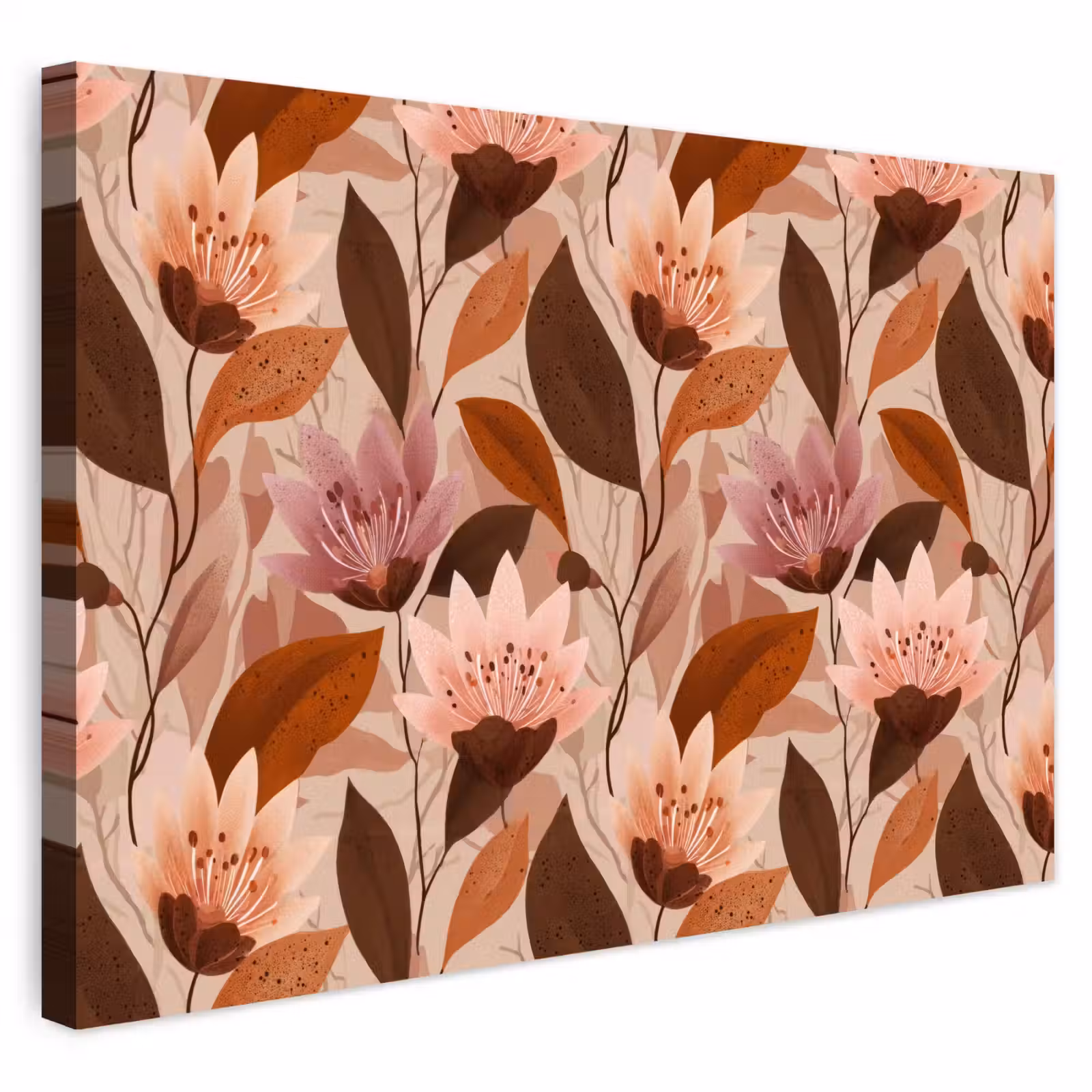 Buiten canvas - Bloemen - Bladeren - Bruin — 1