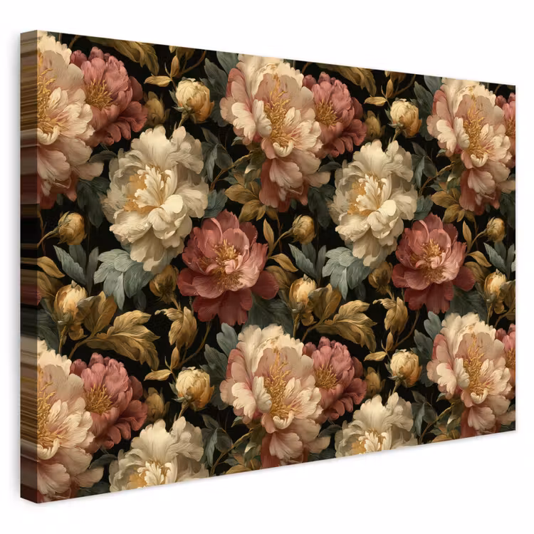 Buiten canvas - Bloemen - Barok - Patroon - Roze - Crème — 1