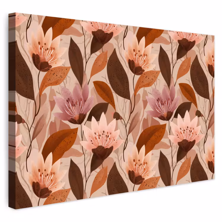 Buiten canvas - Bloemen - Bladeren - Bruin — 1