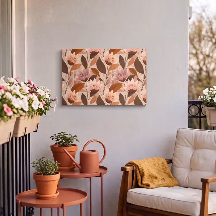 Buiten canvas - Bloemen - Bladeren - Bruin — 4