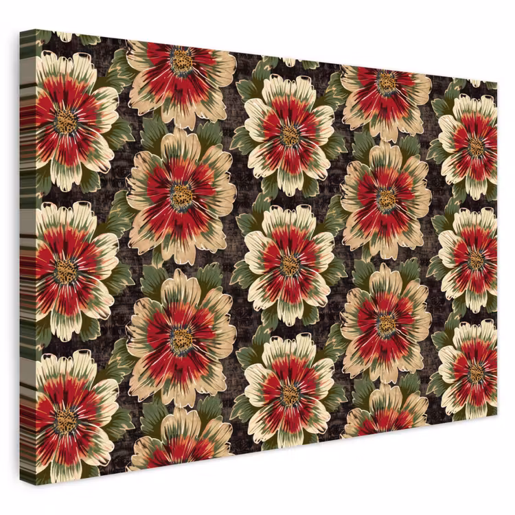 Buiten canvas - Bloemen - Klassiek - Patroon - Rood — 1