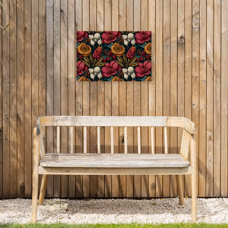 Buiten canvas - Bloemen - Patroon - Rood - Goud — 3