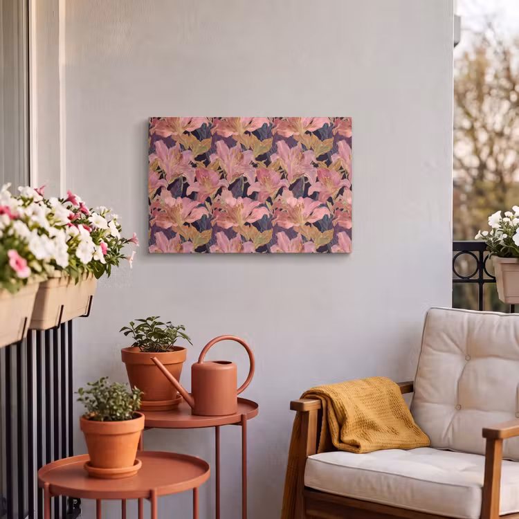 Buiten canvas - Lelies - Patroon - Roze - Goud — 4