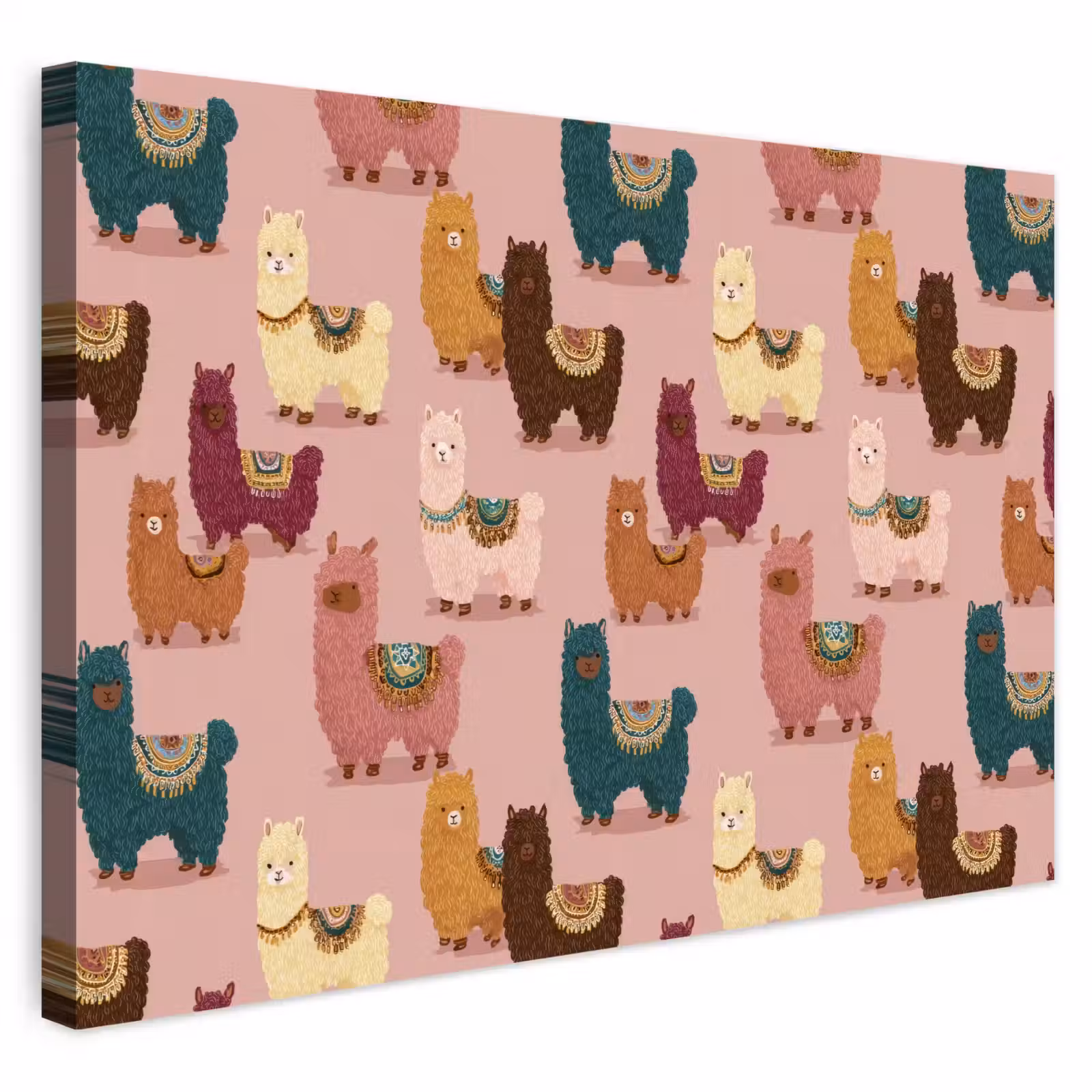Buiten canvas - Alpaca's - Patroon - Kleurrijk — 1