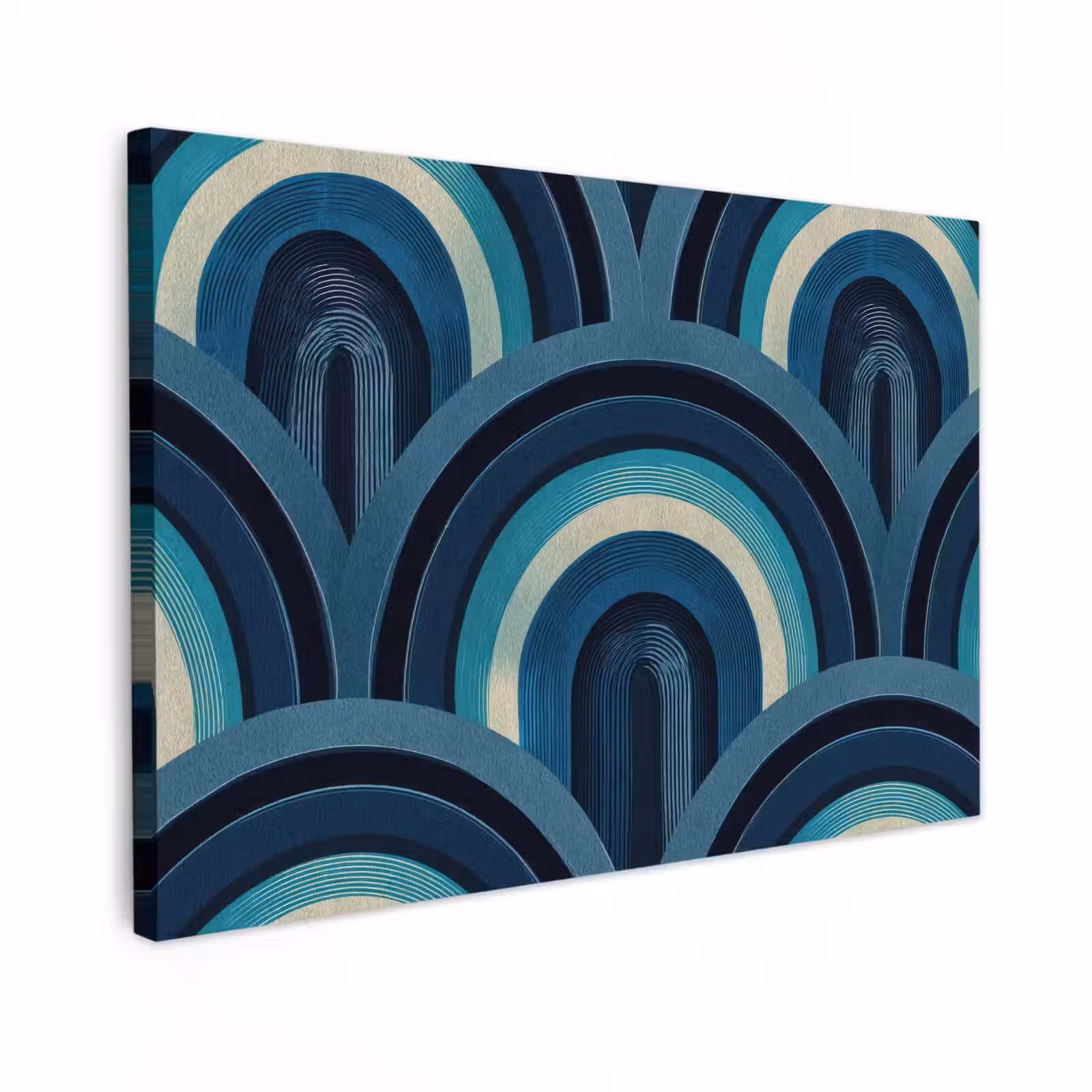 Buiten canvas - Bogen - Geometrisch - Patroon - Blauw - Retro — 1
