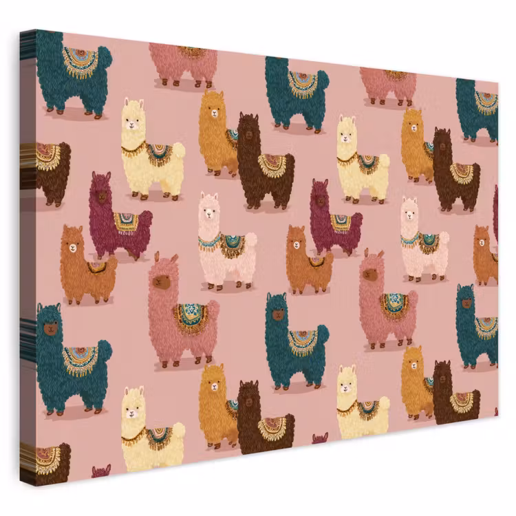 Buiten canvas - Alpaca's - Patroon - Kleurrijk — 1