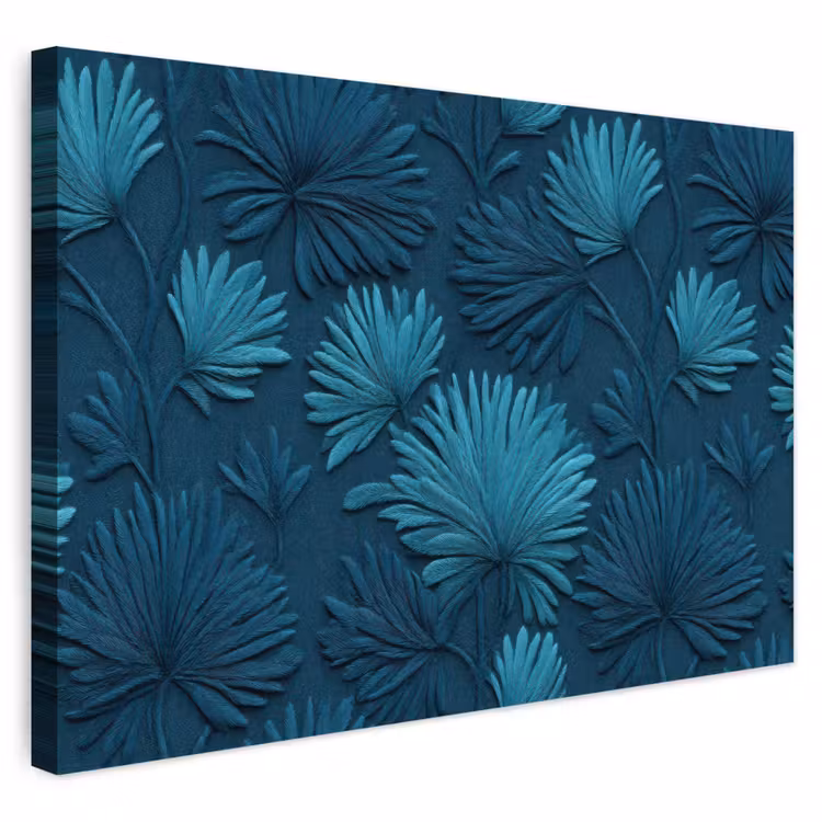 Buiten canvas - Bladeren - Reliëf - Patroon - Oceaanblauw - Modern — 1