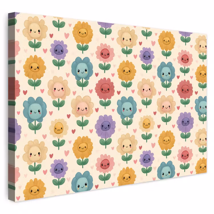 Buiten canvas - Bloemen - Hartjes - Kleurrijk — 1
