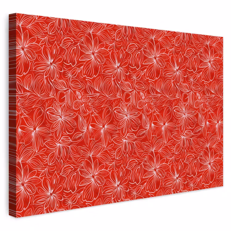 Buiten canvas - Bloemen - Patroon - Rood — 1