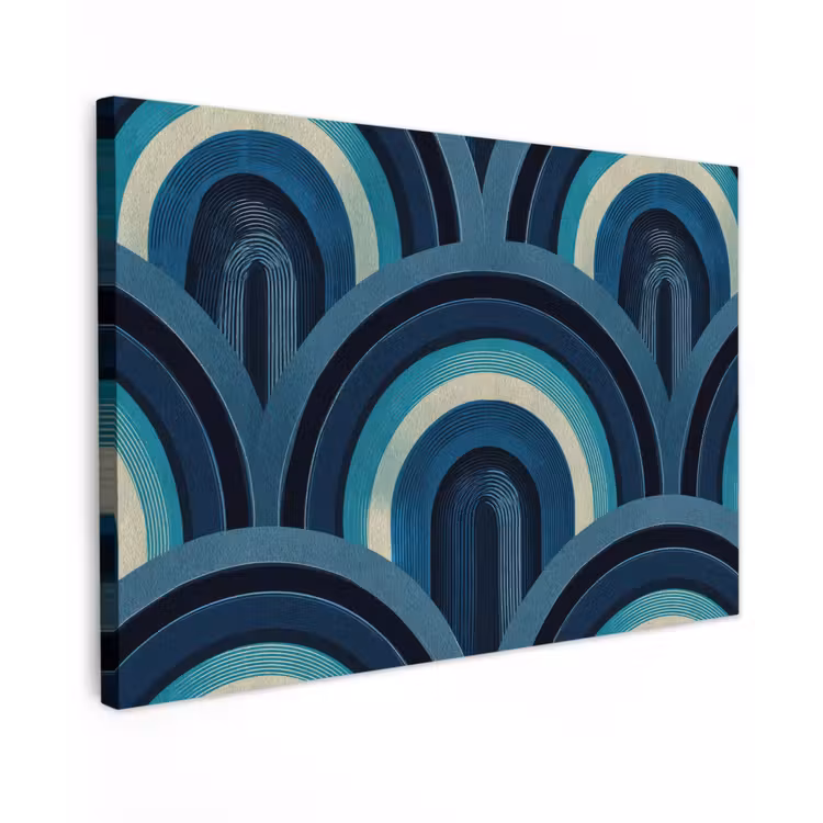 Buiten canvas - Bogen - Geometrisch - Patroon - Blauw - Retro — 1