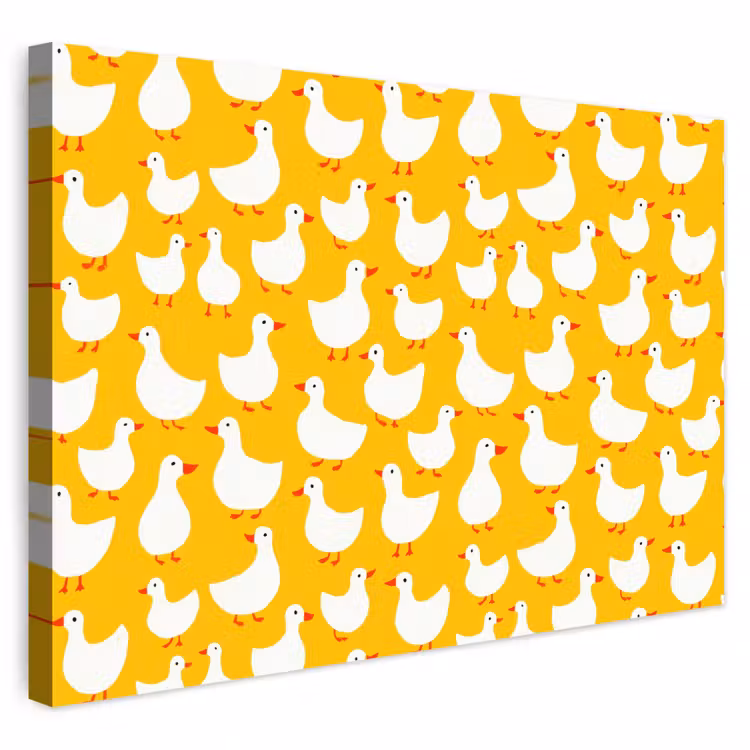 Buiten canvas - Eendjes - Patroon - Geel — 1