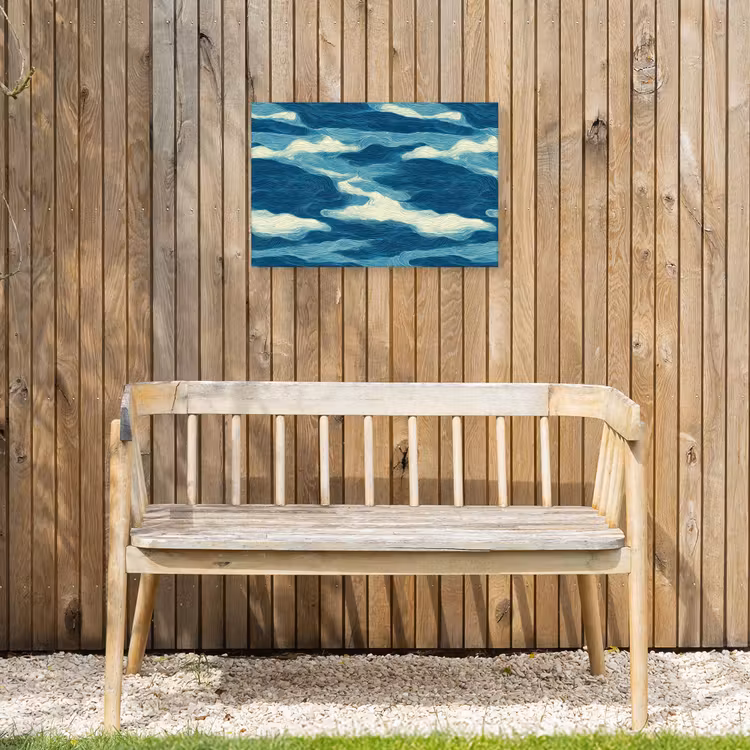 Buiten canvas - Golven - Abstract - Patroon - Blauw - Wit — 3