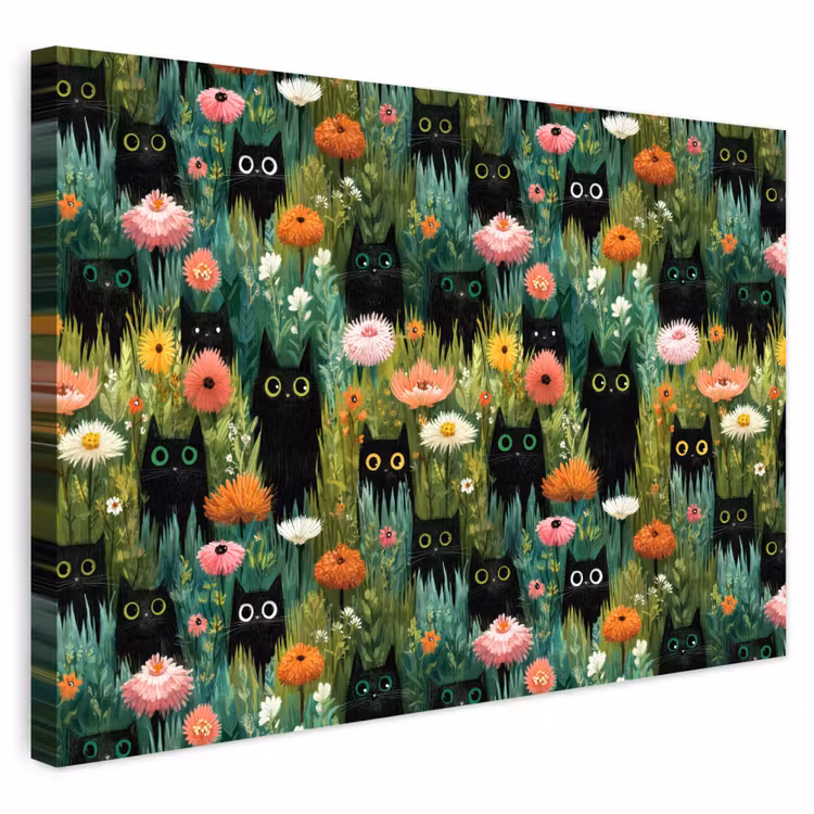 Buiten canvas - Katten - Bloemen - Kleurrijk — 1