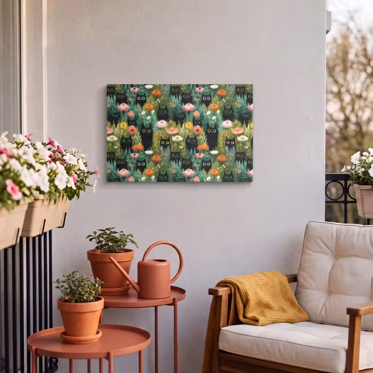 Buiten canvas - Katten - Bloemen - Kleurrijk — 4