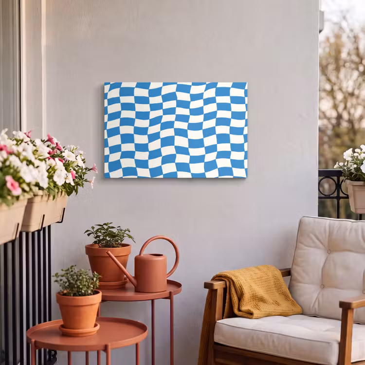 Buiten canvas - Golvend - Patroon - Blauw — 4