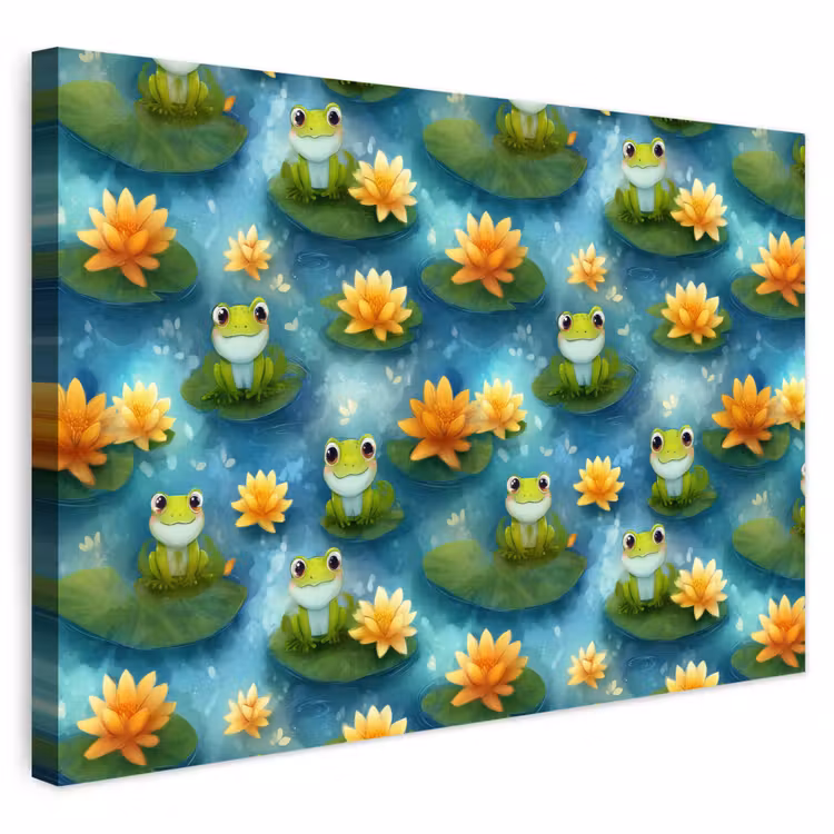 Buiten canvas - Kikker - Lelies - Groen — 1