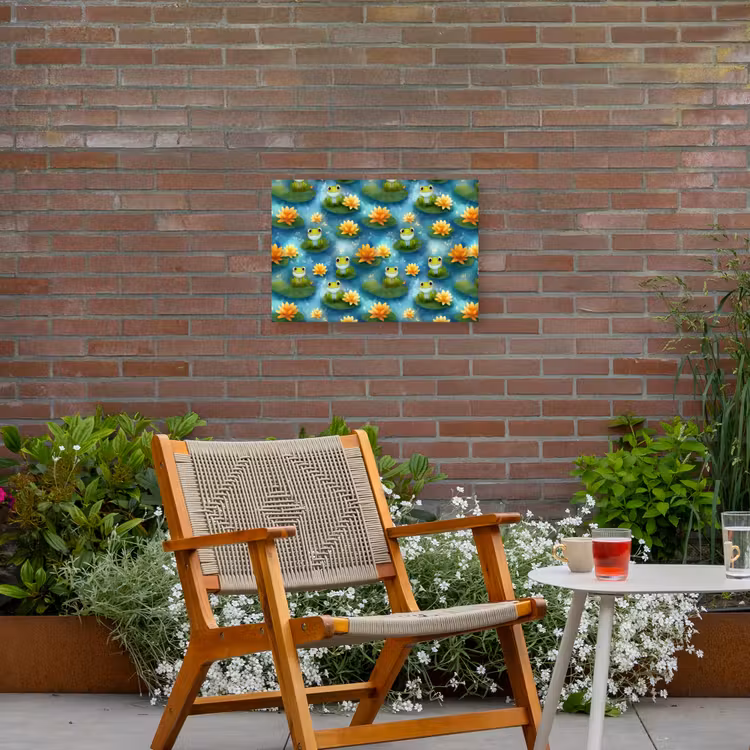 Buiten canvas - Kikker - Lelies - Groen — 2