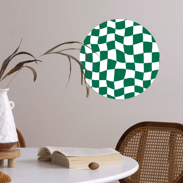 Behangcirkel - Schaakbord - Golvend - Groen — 4