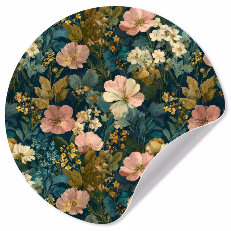 Behangcirkel - Wilde bloemen - Botanisch - Patroon - Roze - Romantisch — 1