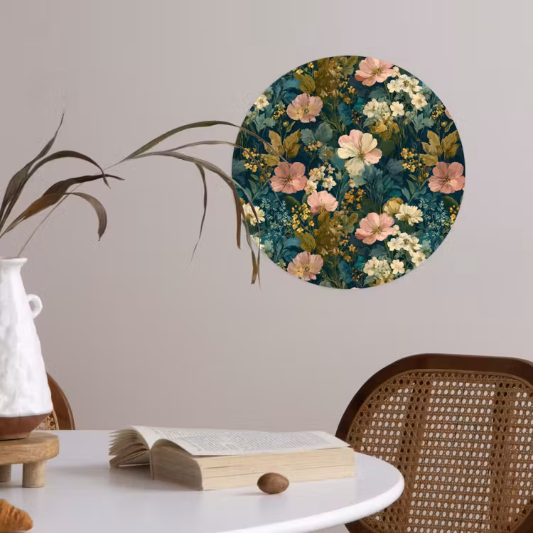 Behangcirkel - Wilde bloemen - Botanisch - Patroon - Roze - Romantisch — 4