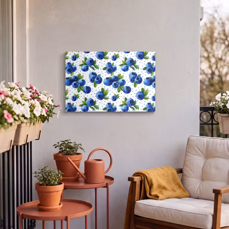 Buiten canvas - Bessen - Patroon - Blauw — 4